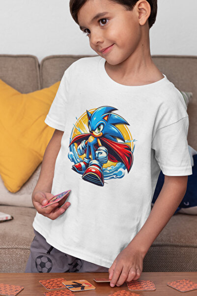 SEVBANO تي شيرت للأطفال مطبوع عليه رسوم متحركة سوبر سونيك للجنسين (1-12 سنة)