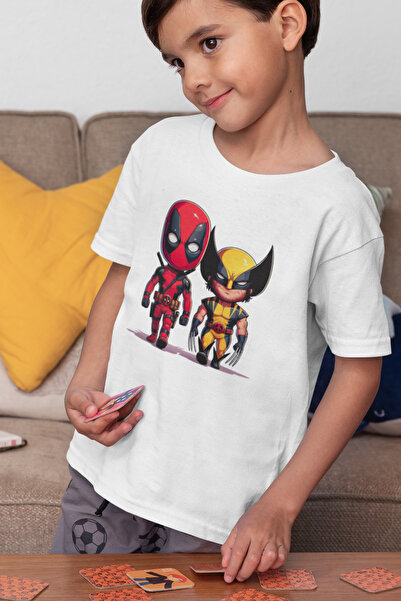 SEVBANO Tricou pentru copii Deadpool Wolverine Printed Unisex Heroes Movie (1...