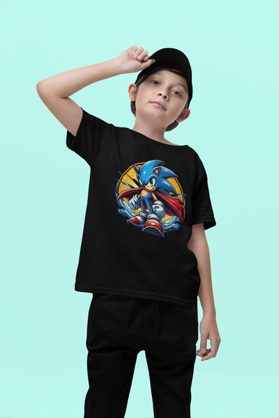 SEVBANO تي شيرت للأطفال مطبوع عليه رسوم متحركة سوبر سونيك للجنسين (1-12 سنة)