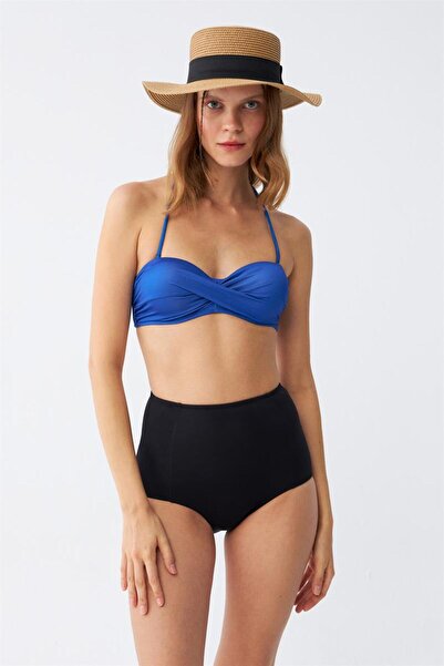 modaserdem Mdsrdm Women's Strapless Blue High Waist Bikini Set