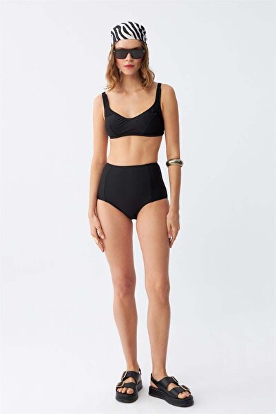 modaserdem Mdsrdm Women's Black Padded Square Neck High Waist Bikini Set