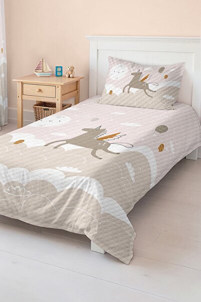 Realhomes مجموعة بيكيه مفردة للأطفال بألوان باستيل مع تصميم وحيد القرن وبالون...