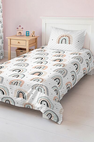 Realhomes مجموعة بيكيه فردية حديثة ناعمة ملونة للأطفال الصغار بتصميم قوس قزح ...