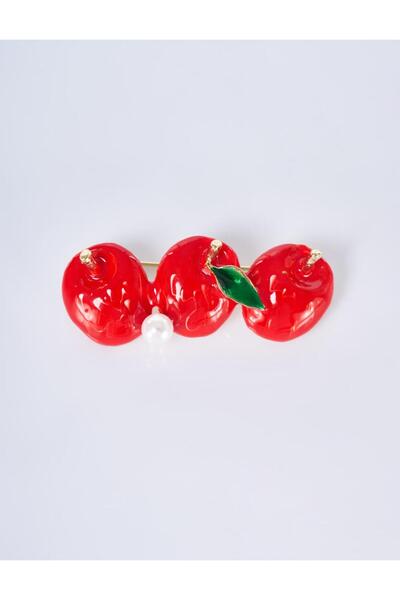 Kayra Çoklu Elma Figürlü Broş Kırmızı