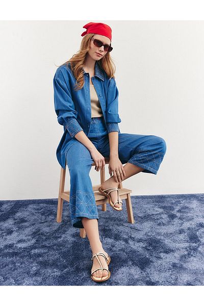 KYR Σετ δύο τεμαχίων Punto Stitched Lyocell Indigo