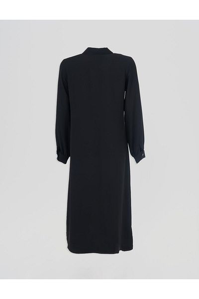 Kayra Long Tunic with Button Closure Black