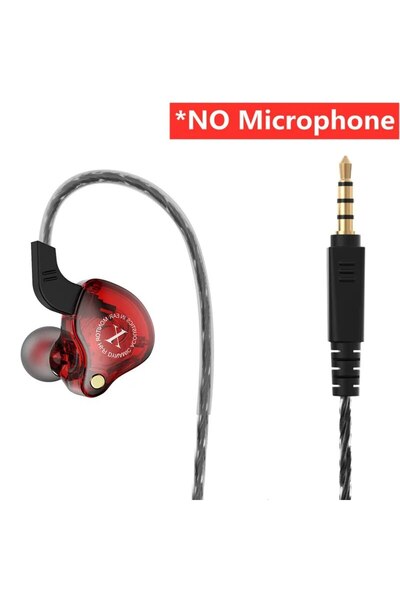 Vikefon سماعات أذن سلكية ديناميكية أصلية X2 باللون الأحمر بدون ميكروفون، سماع...