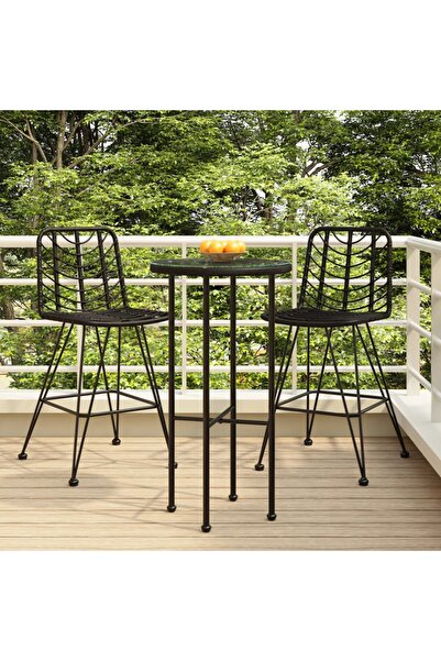 vidaxl Bar Stools 2 pcs Black 45x56x103.5 cm PE Rattan and Steel