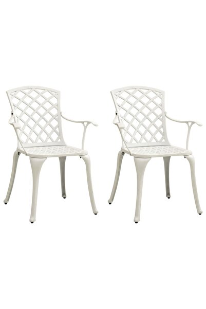 vidaxl Garden Chairs 2 pcs Cast Aluminium White