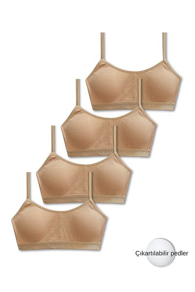 GizaKids 95% Cotton Girls' Thin Strap Training Bra Set of 4 |   Half Athlete