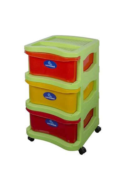 BASURRAH Voyager 3-Drawer Wide Colored Chest – Multi-Use Storage Organizer for Home & Office