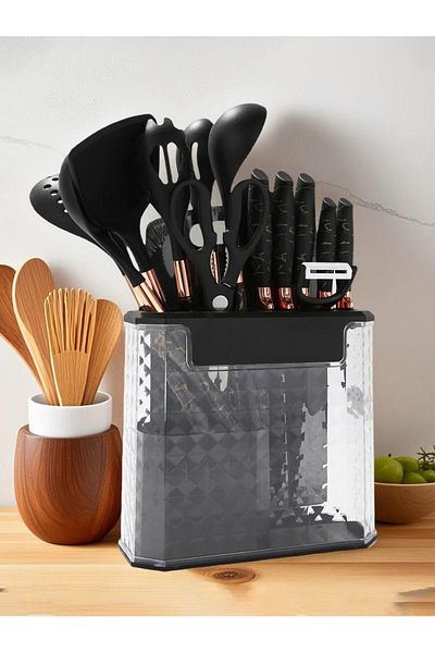 LAC LAICHY 16-Piece Stainless Steel Kitchen Knife And Silicone Spoon Cooking Set