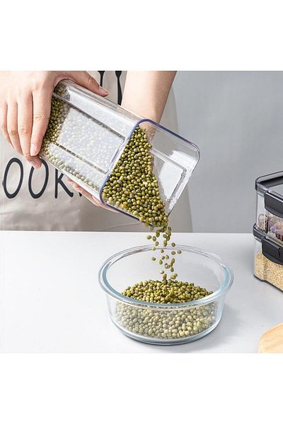 Mena Rise Şirinshop Acrylic Locked Square Storage Container 1300ml 3 Pieces, 1300ml 3-Piece Locked Storage Container 110