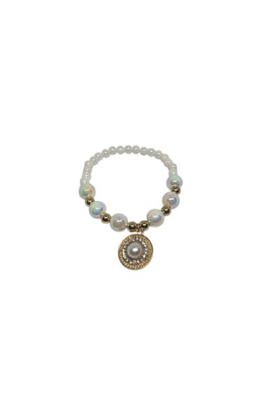 Blusmart Elastic Bracelet for Girls, Beads with Pearl, Women's Jewelry