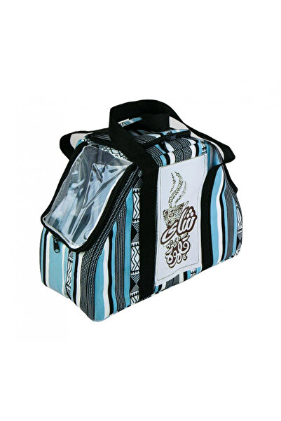 BASURRAH Blue and black striped travel bag