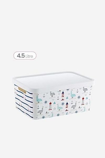 Mena Rise Şirinshop Stafi Patterned Multi-Purpose Box with Lid 4.5 Lt Marin 1108107