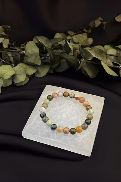 Dünya Doğal Taş Indian Agate Stone Bracelet