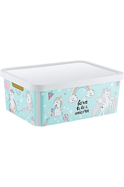 Mena Rise Şirinshop Stafi Patterned Multi-Purpose Box with Lid 12 Lt Unicorn 1108107