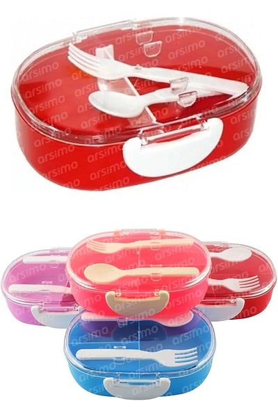 Mena Rise Şirinshop Nutrition Bowl, 2 Compartments, Fork Spoon, 750 Ml, Transparent Lid 1108107