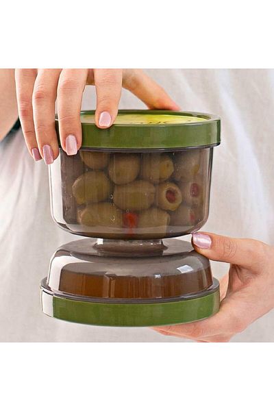 Mena Rise Şirinshop 02 1391 Olive Bowl with Hourglass Strainer - Pickled Olive Storage Container Transparent 1108107