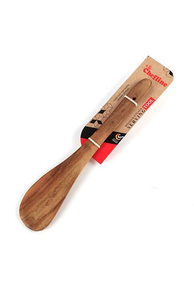 Chefline Wooden Spatula, Brown Eco-Friendly Heat-Resistant Cooking Utensil for Non-Stick Cookware