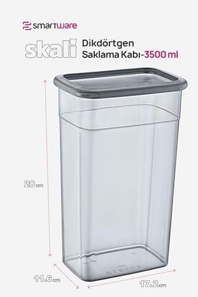 Mena Rise ŞirinShop Set of 6 Skali Rectangular Storage Container Anthracite 3500 ML 1108107
