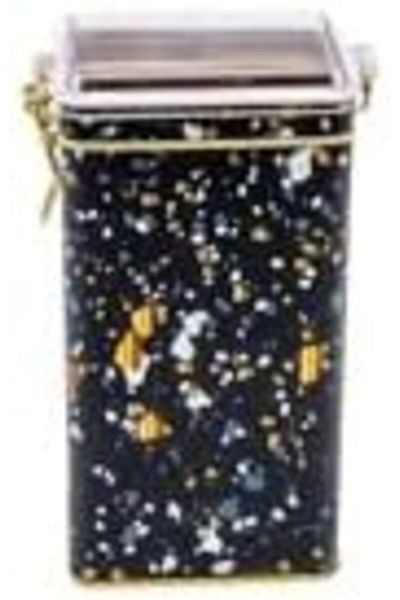 Mena Rise Şirinshop Terrazzo Black Patterned Rectangular Metal Storage Container 8X10 cm (Terrazzo Black) 1108107