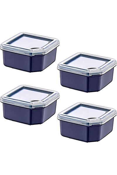 Mena Rise Şirinshop 4-Piece Q-Box Storage Container Navy Blue 350 ml 1108107