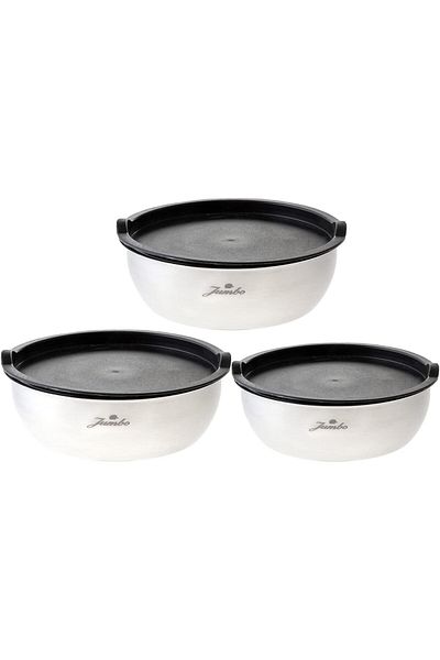 Mena Rise Şirinshop Globe Matte 3-Piece Storage Container, Gray, 18 20 24 cm 1108107