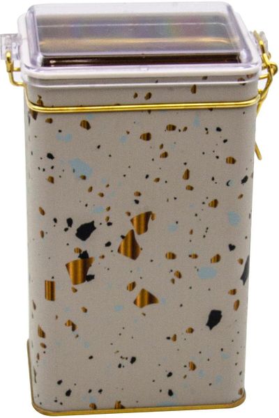Mena Rise Şirinshop Terrazzo Cream Patterned Rectangular Metal Storage Container 8X10 cm (Terrazzo Cream) 1108107