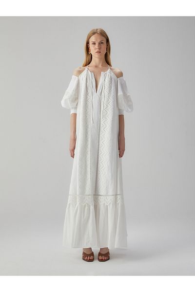 BAQA Long White Linen Dress