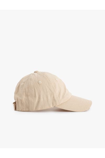 Koton Slogan Printed Cotton Cap with Wear Detail