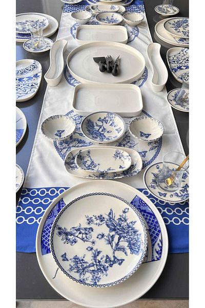 ROSSEV Breakfast Set Betty Blue 51 Pieces for 6 People