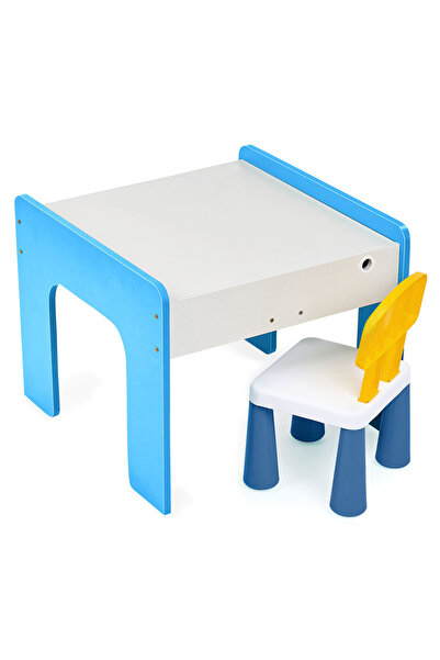 Onuvio Multifunctional Table for Children, MDF Wood, Chair Included, 57x57x45, 3-6 Y, Onuvio® - Light Blue