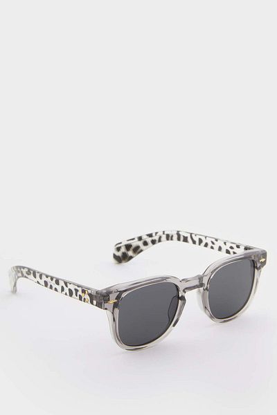 DeFacto Women's Round Black Plastic Frame Black Glass Uv Sunglasses F0610Axns