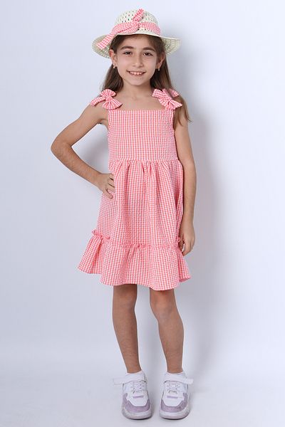 HÇM Hesaplı Çocuk Mağazaları Girl's Hat Dress with Checked Bow B33