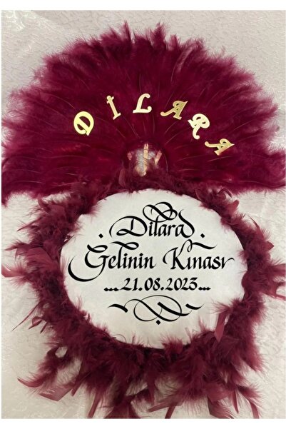 Evsay İsme Özel Kına Yelpazesi Ve Gelin Tefi Seti Otrişli Deri Tef Vurmalı Çalgı Def