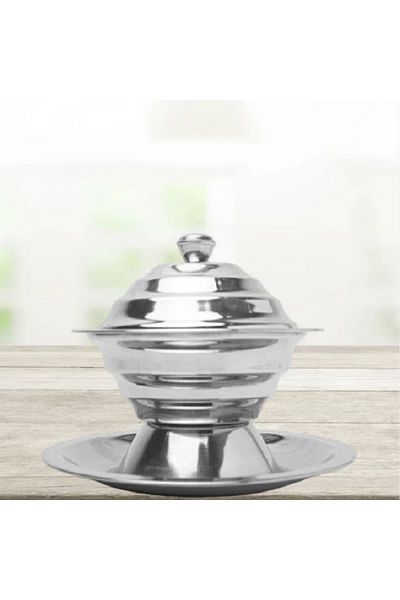 BASURRAH Round date bowl with silver lid, 15 cm