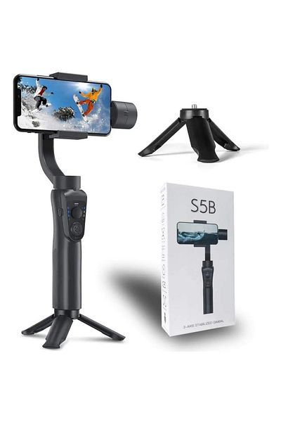 SONORH Gimbal Stabilizer S5B 3 Axis, Bluetooth, Auto Face‑Tracking, Power‑Bank 4000mAh, Time‑Lapse, Zoom