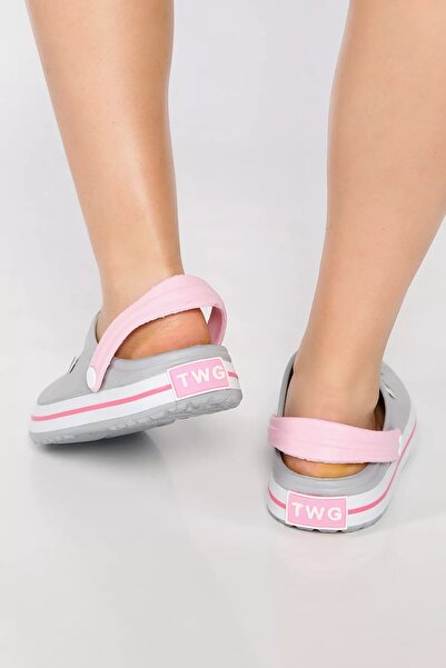 İncim Gray Pink Anatomical Orthopedic Comfort Doctor Nurse Cook Seaside Beach Daily Women's Slippers & Sandals