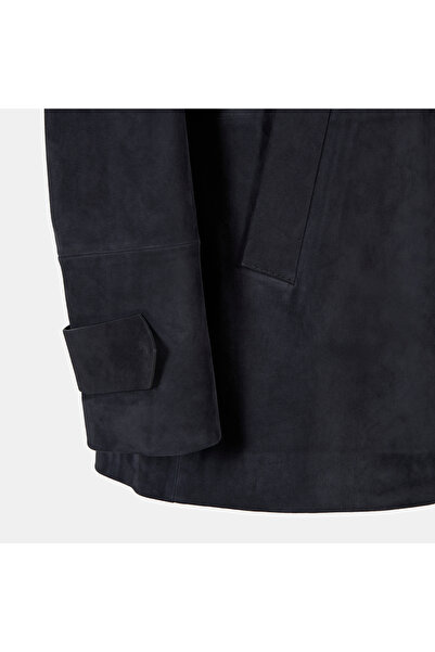 Desa Men's Navy Blue Shirt Collar Suede Jacket