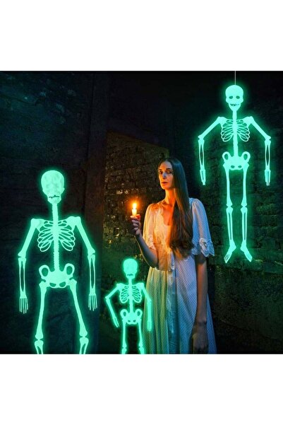 Lihaian Decorațiune de Halloween cu schelet, verde fluorescent, 150 x 25 x 2 cm