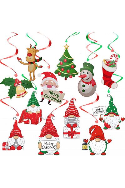 Hyxodjy Set of 12 Christmas decorations Hyxodjy, PVC, multicolor, 65 cm