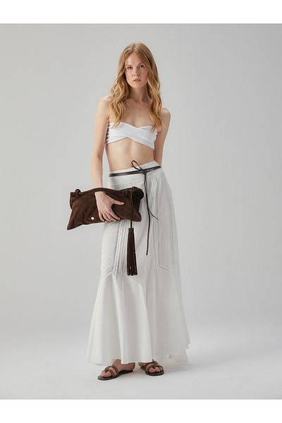 BAQA White Loose Long Skirt