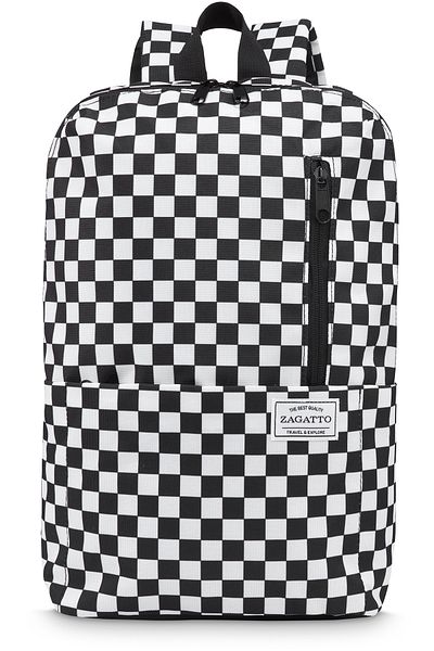 zagatto Rucsac urban pentru femei, model cu tablă de șah, impermeabil, format A4, casual/turistic, ZG692