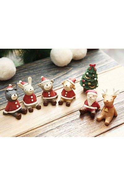 Fleymu Set of 2 Fleymu figurines, Santa Claus model, resin, white/red, 4 x 4 cm