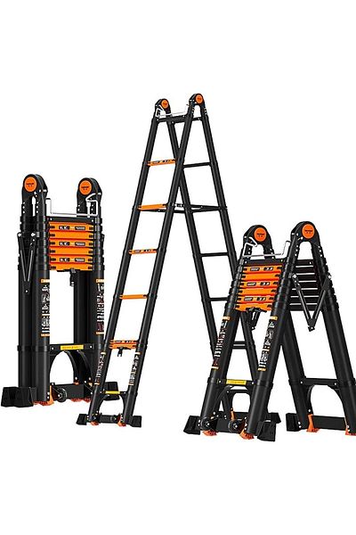 POWER INDUSTRIAL Power Industerial Ladder A Type Multi-function Folding Stepladder Wheel Super Heavy Duty Black