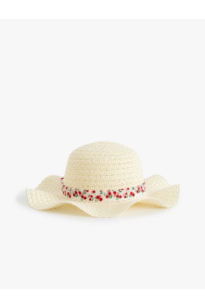Koton Tulle Detailed Girl's Straw Hat