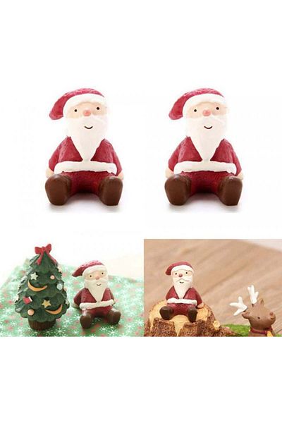 Fleymu Set of 2 Fleymu figurines, Santa Claus model, resin, white/red, 4 x 4 cm