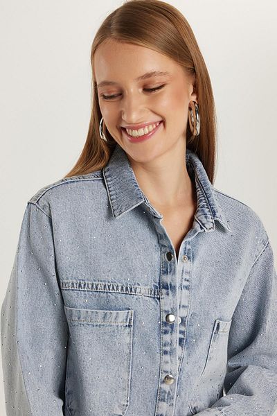 Tudors Women's Regular Fit 100% Cotton Long Sleeve Blue Denim Shirt